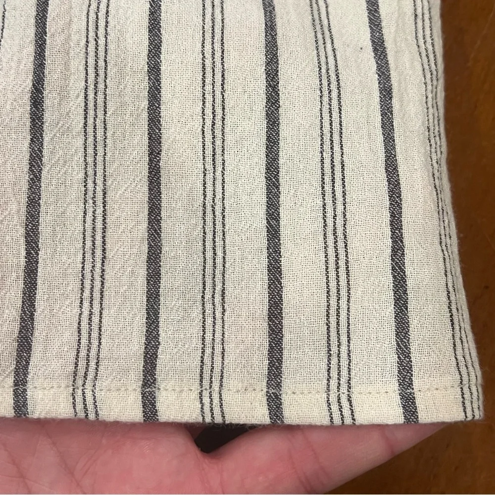 NEW $98 Evereve Harper Gauze Sundress Black/Cream Stripe Tiered Sleeveless Mini - Picture 8 of 16